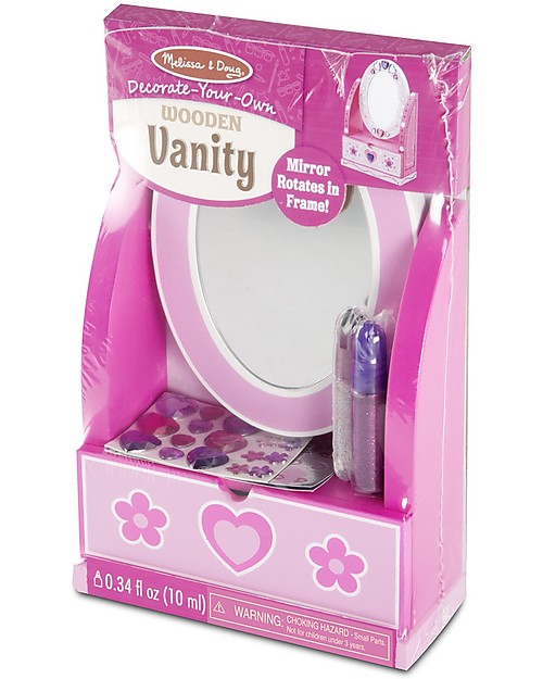 Melissa & Doug Decorate your Own Wooden Vanity - Stickers and Glitter Glues Included! Pretend Play