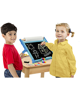 Melissa & Doug Deluxe Double Sided Tabletop Easel, Foldable and magnetic Paper & Cardboard