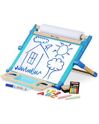 Melissa & Doug Deluxe Double Sided Tabletop Easel - Wooden - Foldable and magnetic Draw And Color