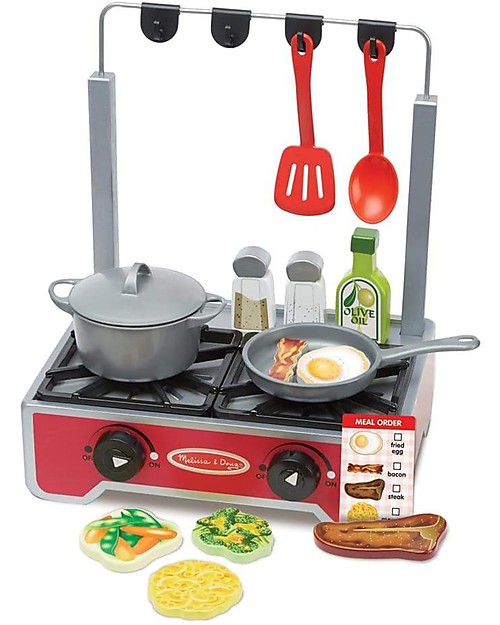 Melissa & Doug Deluxe Wooden Cooktop Set - Includes Utensils and Ingredients Toy Kitchens