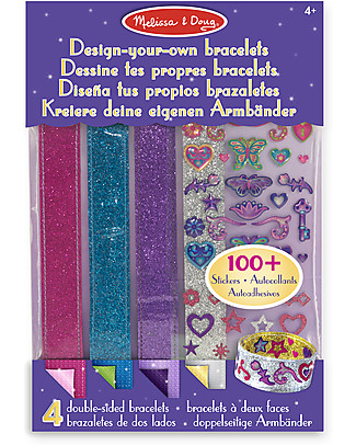 Melissa & Doug Design-Your-Own Bracelets - 4 Bracelets and 100+ Stickers Art & Craft Kits