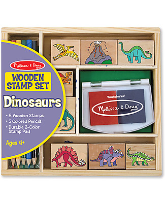 Melissa & Doug Dinosaur Wooden Stamp Set - 8 Stamps Stickers & Stamps Sets