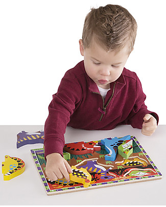 Melissa & Doug Dinosaurs Chunky Puzzle - 7 pieces Wooden Stacking Toys