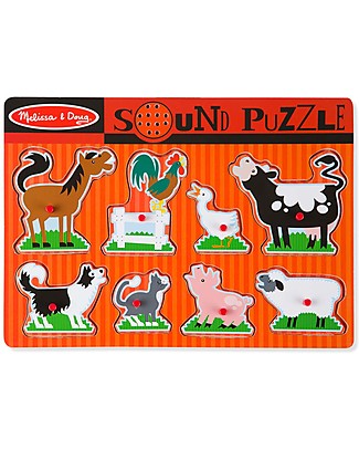 Melissa & Doug Farm Animals Wooden Sound Puzzle Puzzles