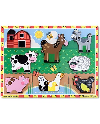Melissa & Doug Farm Chunky Puzzle, 8 pieces Wooden Stacking Toys
