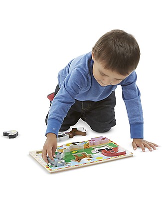 Melissa & Doug Farm Chunky Puzzle, 8 pieces Wooden Stacking Toys