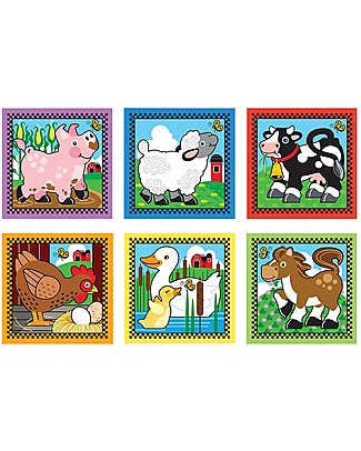 Melissa & Doug Farm Cube Puzzle - 16 Wooden Cubes Puzzles