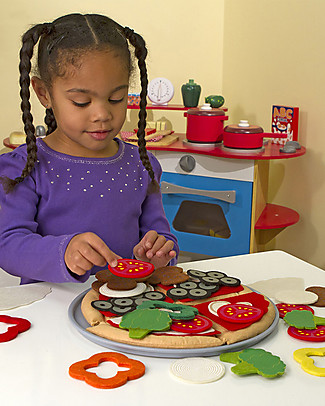Melissa & Doug Felt Play Food, Pizza Set - 40 Food Pieces for Every Taste! Wooden Food