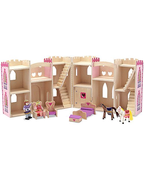 Melissa & Doug Fold & Go Princess Wooden Castle - Characters Included Dolls Houses