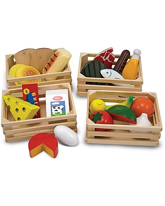 Melissa & Doug Food Groups, Wooden Baskets with Foods - 21-pieces set! null