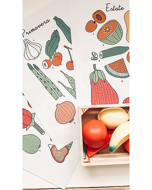 Melissa & Doug Food Groups - Wooden Baskets with Foods - 21-pieces set! Wooden Food