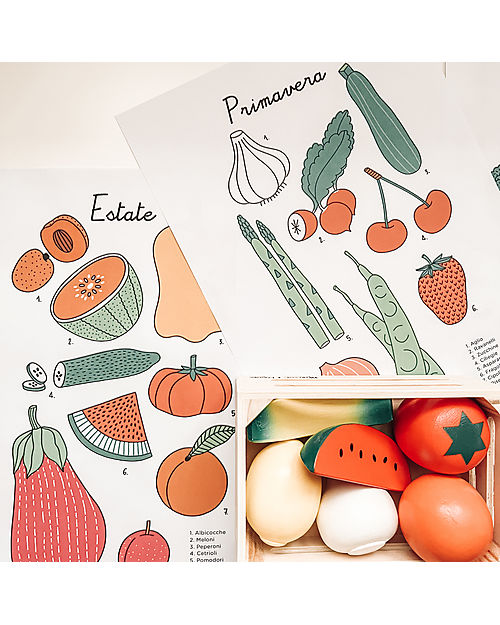 Melissa & Doug Food Groups - Wooden Baskets with Foods - 21-pieces set! Wooden Food