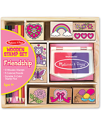 Melissa & Doug Friendship Wooden Stamp Set - 9 Stamps Stickers & Stamps Sets