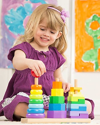 Melissa & Doug Geometric Stacker - Wooden Pieces Wooden Stacking Toys