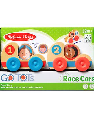 Melissa & Doug GO Tots Wooden Race Cars - 2 Cars and 2 Disks - FSC Mix 70% FSC-Certified Materials Wooden Toy Cars, Trains & Trucks