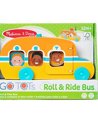 Melissa & Doug Go Tots Wooden - Roll and Ride Bus - with 3 Disks - FSC Mix 70% FSC-Certified Materials Wooden Toy Cars, Trains & Trucks