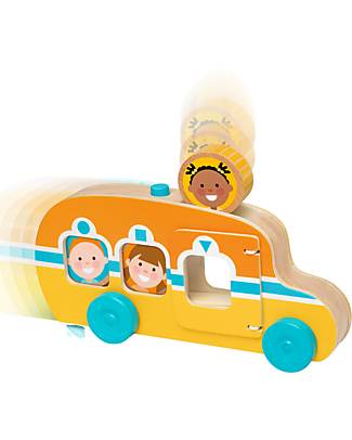 Melissa & Doug Go Tots Wooden - Roll and Ride Bus - with 3 Disks - FSC Mix 70% FSC-Certified Materials Wooden Toy Cars, Trains & Trucks