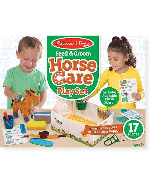 Melissa Doug Horse Care Play Set Feeding Grooming With 23