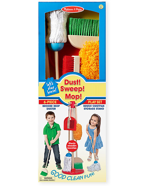Montessori Mama Pretend Play Kids Cleaning Set - Toddler Cleaning Set -  Kids Broom and Mop Set for Toddlers with Stand, Duster, Dust Pan, Hand