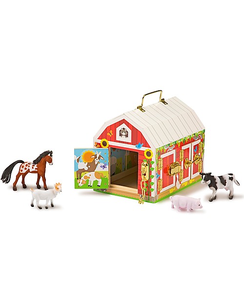 Melissa & Doug Latches Wooden Play Barn - Includes Toy Animals! Wooden Animals