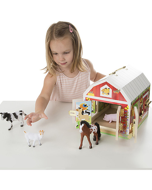 Melissa & Doug Latches Wooden Play Barn - Includes Toy Animals! Wooden Animals