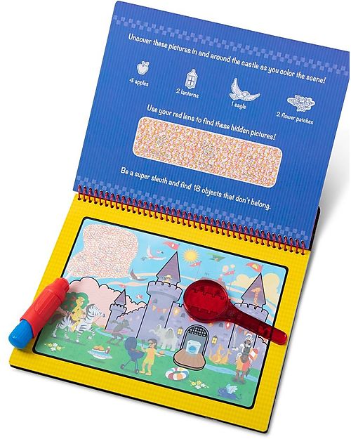 Melissa & Doug Magic Coloring Cards & Red Water Wow Lens - Animals - 4 Cards with refillable water pen! Draw And Color