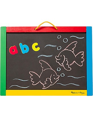 Melissa & Doug Magnetic Chalkboard and Dry-Erase Board - with Magnetic Numbers and Letters Draw And Color