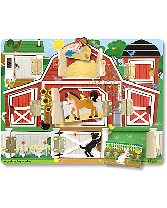 Melissa & Doug Magnetic Farm Hide & Seek Board - with Farm Animals - 9 Pieces Puzzles