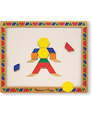 Melissa & Doug Magnetic Pattern Block Kit - 120 pieces in a travel case! Wooden Blocks & Construction Sets
