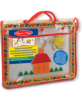 Melissa & Doug Magnetic Pattern Block Kit - 120 pieces in a travel case! Wooden Blocks & Construction Sets