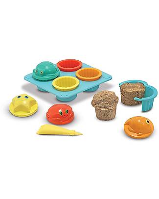 Melissa & Doug OUTLET - Seaside Sidekicks Sand Cupcake Set - 12 pieces - Great gift idea! - Showroom Sample Pretend Play