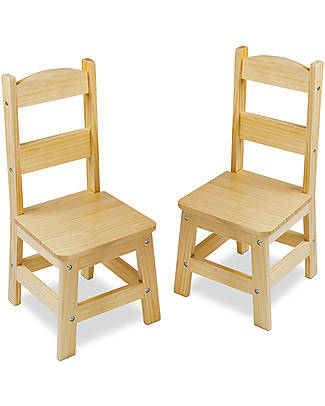 Melissa & Doug OUTLET - Two Wooden Chairs - Natural - for Kids - Showroom Sample Chairs
