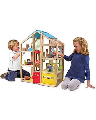 Melissa & Doug OUTLET - Wooden Hi-Rise Dollhouse - Includes 15 pieces of furniture and 3 play people - Showroom Sample Dolls Houses