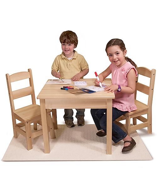 Melissa Doug OUTLET Wooden Table Chairs Set Natural Showroom Sample unisex bambini