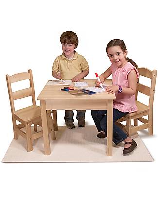 Melissa & Doug OUTLET - Wooden Table & Chairs Set - Natural - Showroom Sample Tables And Chairs