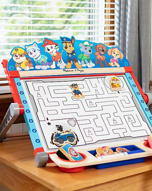 Melissa & Doug Paw Patrol - Deluxe Double Sided Tabletop Easel - Foldable and Magnetic Draw And Color