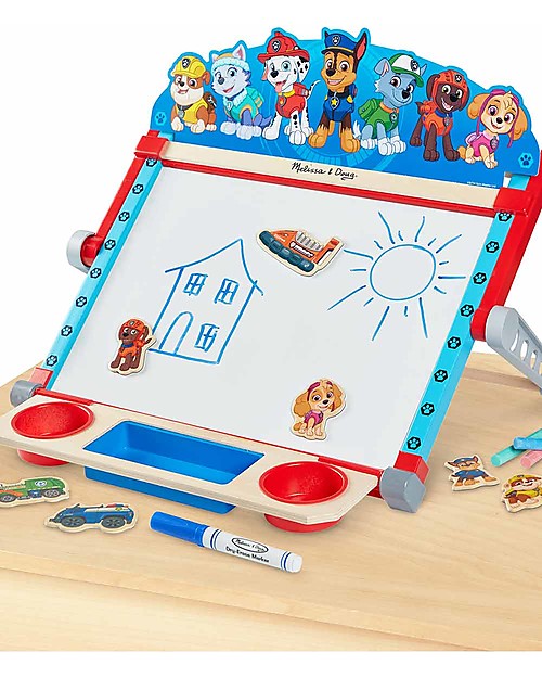 Melissa & Doug Paw Patrol - Deluxe Double Sided Tabletop Easel - Foldable and Magnetic Draw And Color
