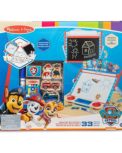 Melissa & Doug Paw Patrol - Deluxe Double Sided Tabletop Easel - Foldable and Magnetic Draw And Color