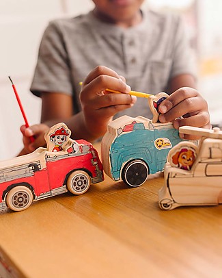 Melissa & Doug Paw Patrol Wooden - Decorate Your Own Vehicles - with Paint and Brush Draw And Color