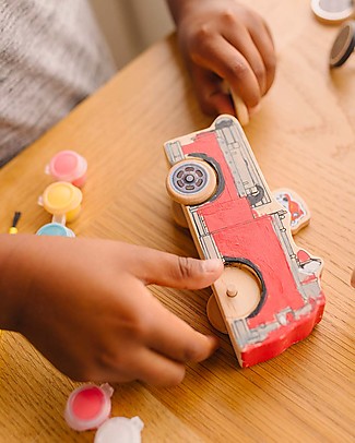 Melissa & Doug Paw Patrol Wooden - Decorate Your Own Vehicles - with Paint and Brush Draw And Color
