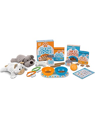 Melissa & Doug Pet Treats Play Set Feeding & Playing - With 24 pieces including plush cat and dog! Pretend Play