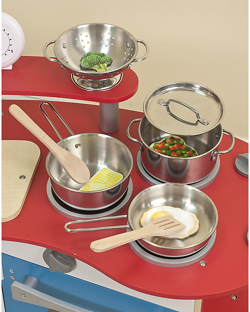 Melissa & doug stainless steel pots and pans pretend play kitchen set for kids online