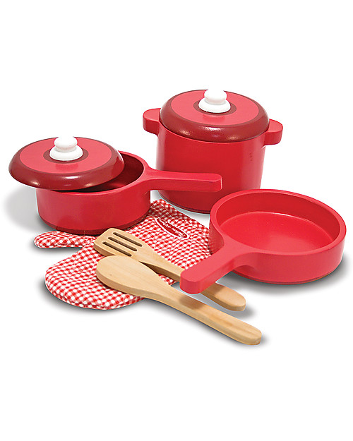 Melissa & Doug Pots & Pans Play Set - Wood - 8 Pieces Toy Kitchens