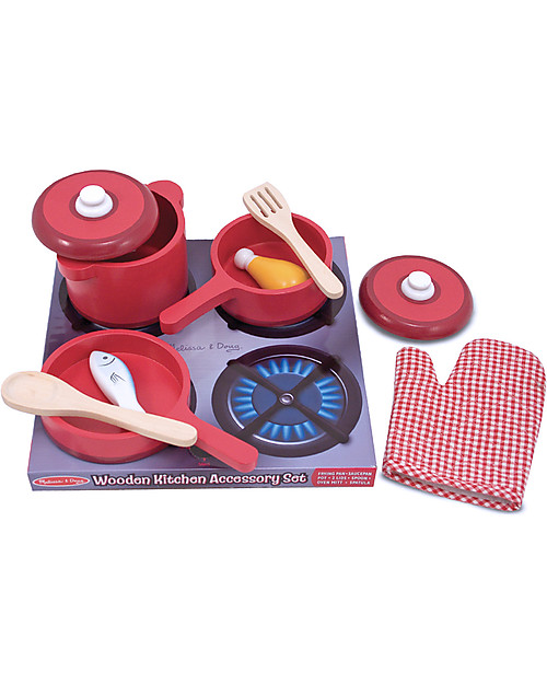 Melissa & Doug Pots & Pans Play Set - Wood - 8 Pieces Toy Kitchens