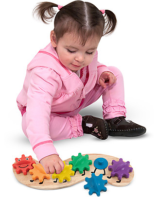 Melissa & Doug Rainbow Caterpillar Gear Toy - Turn the Gears! Wooden Stacking Toys