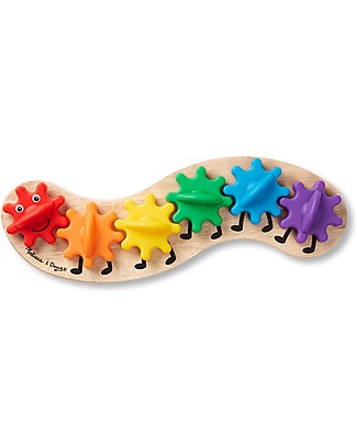 Melissa & Doug Rainbow Caterpillar Gear Toy - Turn the Gears! Wooden Stacking Toys