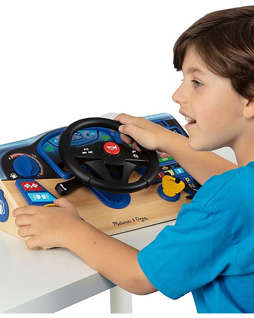 Melissa & Doug Realistic Steering Wheel Game with Wooden Dashboard Wooden Toy Cars, Trains & Trucks