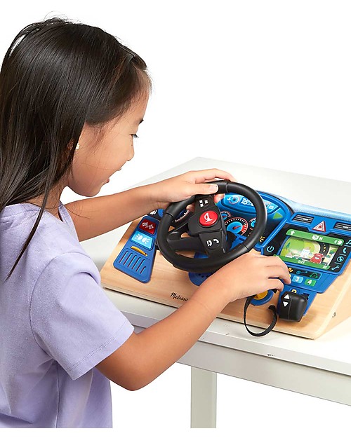 Melissa & Doug Realistic Steering Wheel Game with Wooden Dashboard Wooden Toy Cars, Trains & Trucks