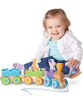 Melissa & Doug Rocking Pull Train - Wooden Farm Animals Pull Toys