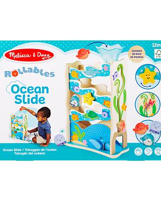 Melissa & Doug Rollables Ocean Slide - Infant and Toddler Toy - Shark/Crab and Octopus - FSC Mix 70% FSC-Certified Materials Wooden Stacking Toys
